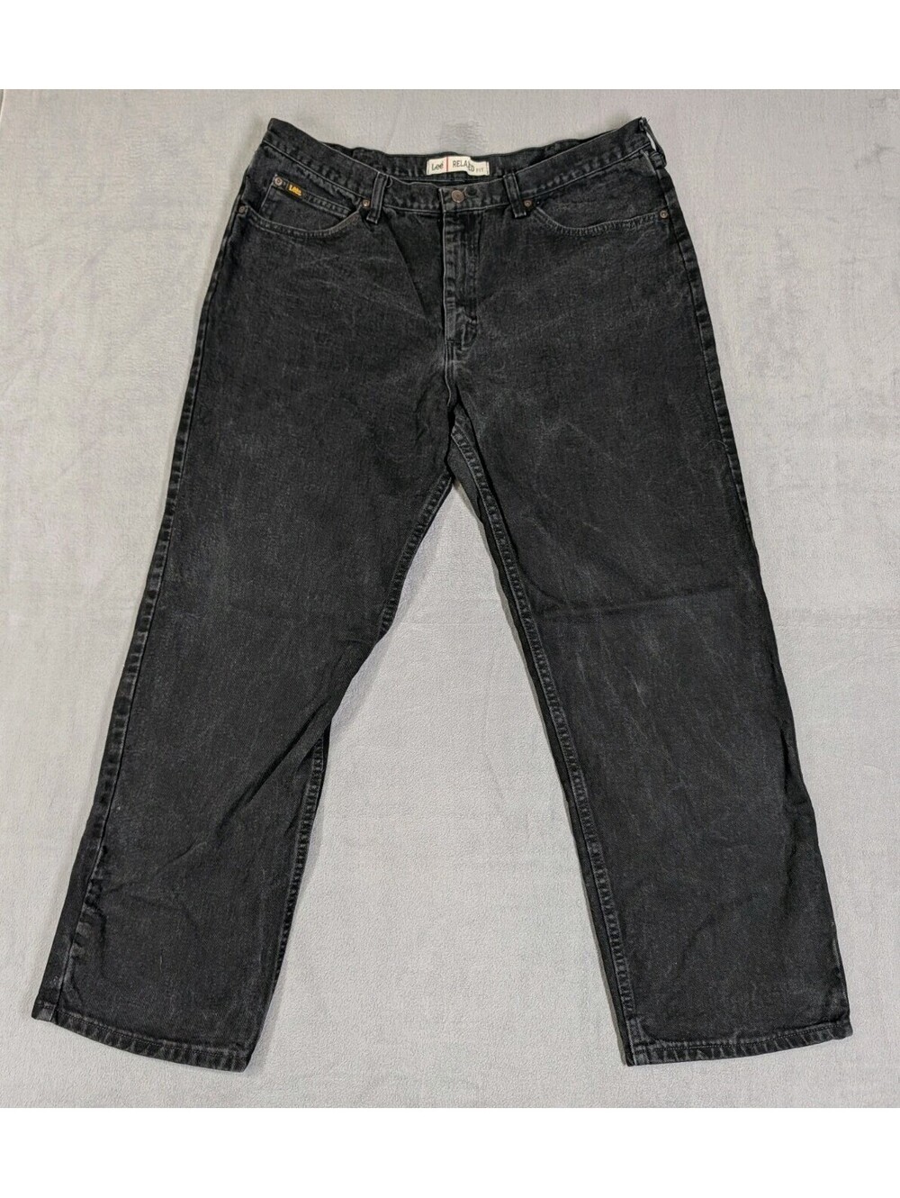 Lee Mens 42x32 Black Jeans Relaxed Fit Straight Leg Denim Big Tall Casual